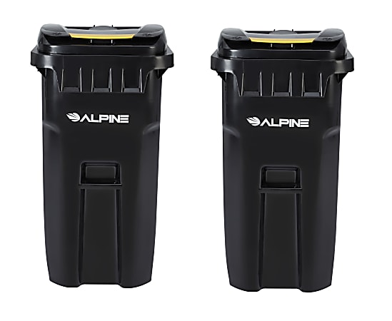 Alpine Industries Plastic, Outdoor Trash Can, 64 Gallons, Black, 2/Pack (500-64-BLK-2PK)
