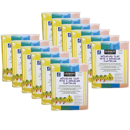 Sargent Art Non-Hardening Modeling Clay, Assorted Pastel Colors, 1 Lb Clay Per Pack, Set Of 12 Packs