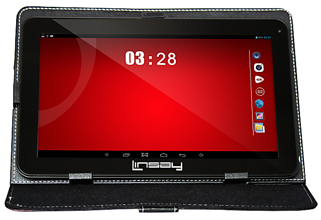 LINSAY Quad-Core Tablet Bundle With Leather Case, 10.1" Screen, 1GB Memory, 8GB Storage, Android 4.4 KitKat