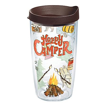 Tervis Happy Camper Tumbler With Lid, 16 Oz, Clear