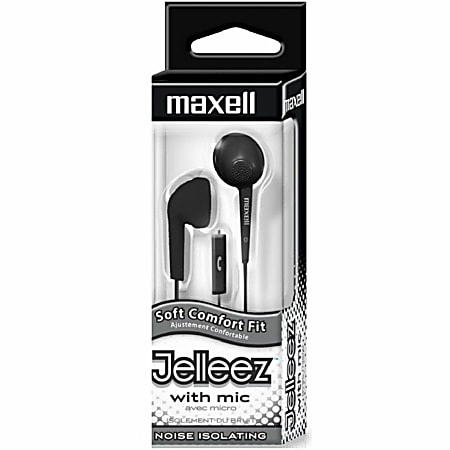 Maxell Jelleez JELM-BK Earset - Stereo - Wired - 20 Hz to 23 kHz - Earbud - Binaural - Outer-ear - 4 ft Cable - Black