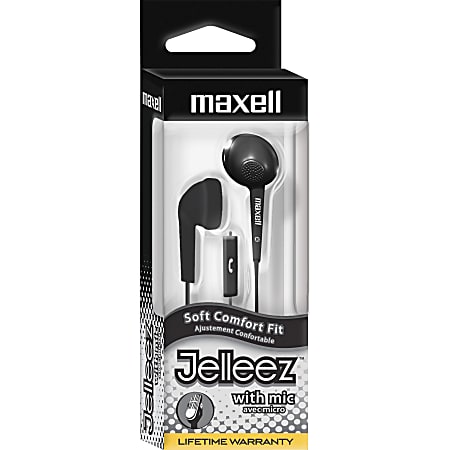 Maxell Jelleez - Earphones with mic - ear-bud - wired - 3.5 mm jack - noise isolating - black