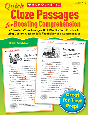 Scholastic Quick Cloze Passages For Boosting Comprehension: Grades 4–6
