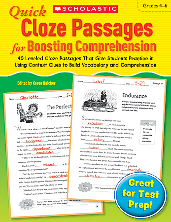 Scholastic Quick Cloze Passages For Boosting Comprehension: Grades 4&ndash;6