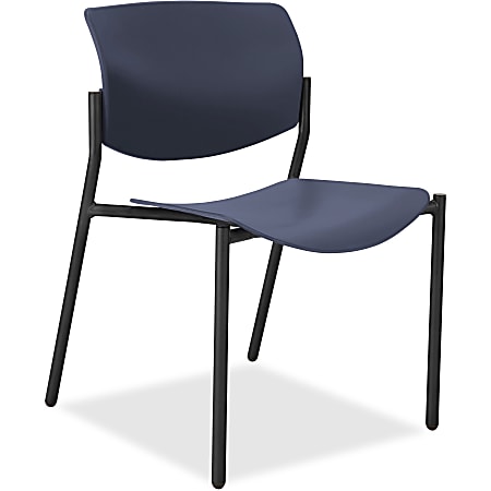 Lorell® Molded Plastic Stacking Chairs, Dark Blue/Black, Set