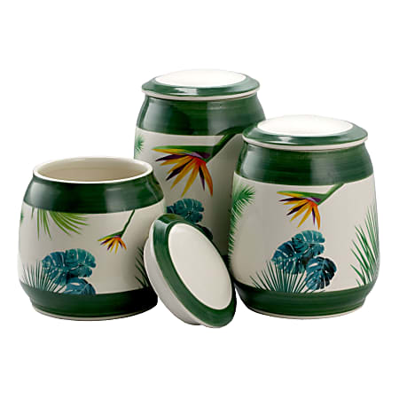 MegaChef 3-Piece Ceramic Canister Set, Green