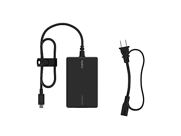 Belkin Portable USB-C Core GaN Power Adapter - 100W - w/ 8ft Power Cable - Laptop Charger - Black - 100 W - 8 ft Cable - Black