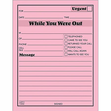 TOPS Important Message Note Pads 4 12 x 5 12 Pink Pack Of 12 - Office Depot