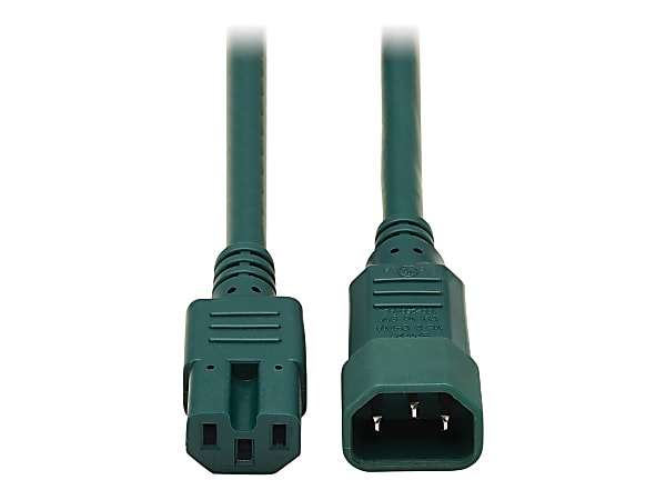 Eaton Tripp Lite Series Power Cord C14 to C15 - Heavy-Duty, 15A, 250V, 14 AWG, 2 ft. (0.61 m), Green - P018002AGN