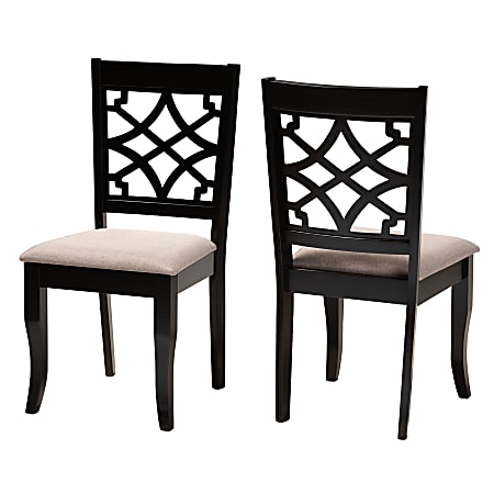 Baxton Studio Mael Dining Chairs, Sand/Espresso Brown, Set Of 2 Dining Chairs