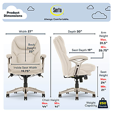 Serta works ergonomic executive chair ivory store