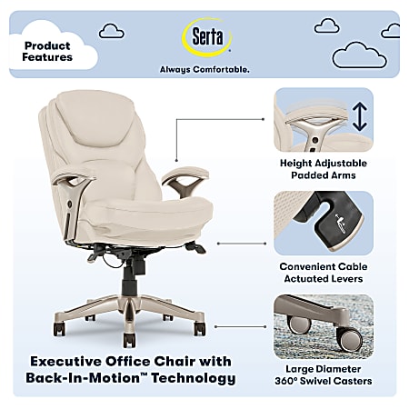 Serta Back in Motion Health And Wellness Ergonomic Bonded Leather Mid Back Office  Chair BlackSilver - Office Depot