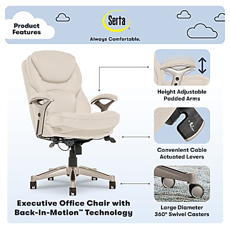Serta works executive leather office chair with back in motion technology sales