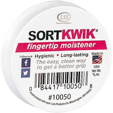 Lee® Sortkwik™ Hygienic Fingertip Moistener, 50% Recycled, 3/8