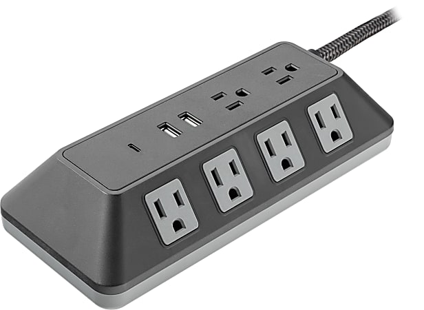 GE UltraPro Adapt 10-Outlet Surge Protector, 4', Black – 74763