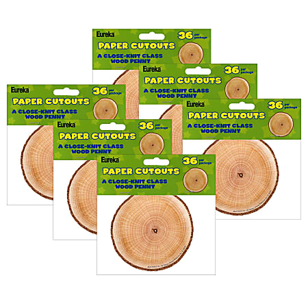 Eureka Paper Cut-Outs, A Close-Knit Class Wood Penny, 36 Cut-Outs Per Pack, Set Of 6 Packs