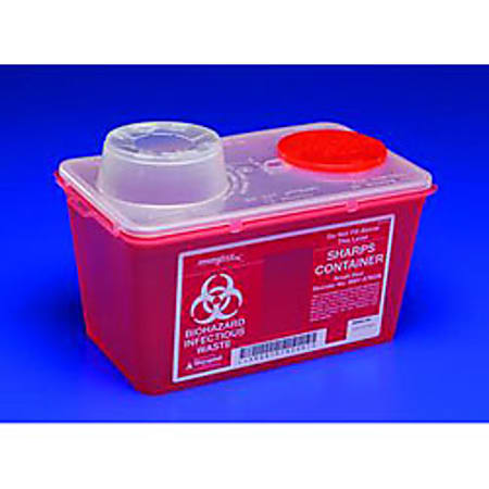 SharpSafety™ Monoject™ Sharps Container, 8 Quarts, 6 3/4"W x 10 1/2"L x 10 7/8"H, Red/White, Case Of 20