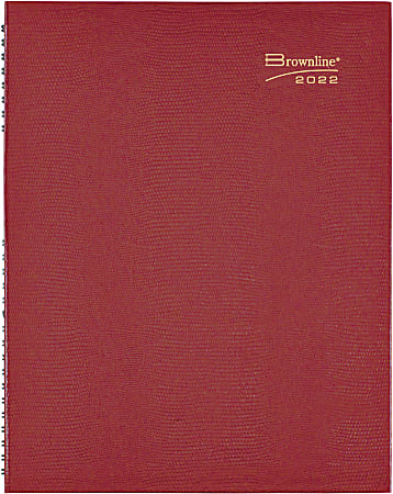 Brownline® CoilPro Weekly Appointment Book, 8-1/2" x 11", Red, January To December 2022, CB950C.RED