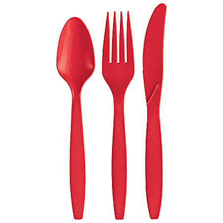 Amscan Assorted Cutlery, Red, Pack Of 32 Pieces