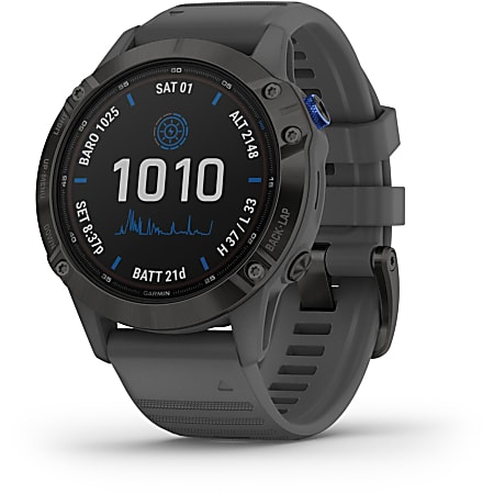 Garmin fÄ“nix 6 Pro Solar Smart Watch - Black Case - Slate Gray Band - Glass Lens