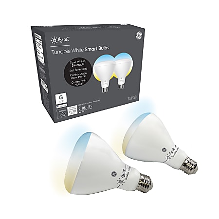 C by GE Tunable BR30 Smart LED Bulbs, 60 Watt, 7000 Kelvin, Pack Of 2 Bulbs