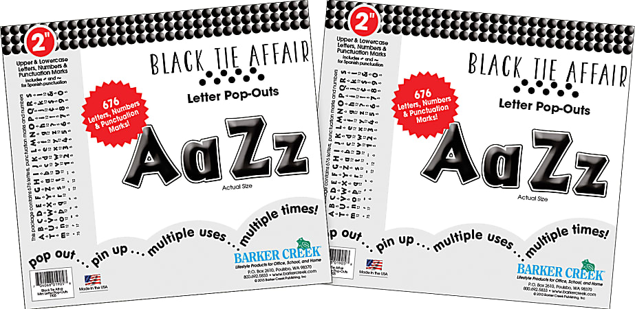 Barker Creek Letter Pop-Outs, 2", Black Tie Affair, Pack Of 1,352
