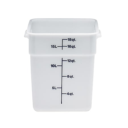 Cambro Poly CamSquare Food Storage Containers, 18 Qt, White, Pack Of 6 Containers
