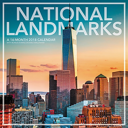 Landmark® National Landmarks Monthly Wall Calendar, 12" x 12", Multicolor, January to December 2018