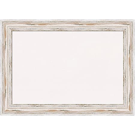 Amanti Art Cork Bulletin Board, 21" x 15", White, Alexandria Whitewash Narrow Wood Frame