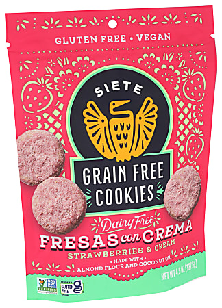 Siete Grain-Free Fresas Con Crema Strawberry Cookies, 4.5 Oz, Total Qty 10