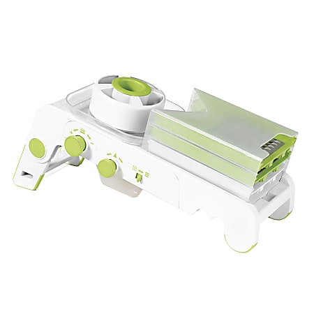 Starfrit&reg; Cubing Pro Mandoline Slicer with Storage Box, White/Green, 092917-001-0000