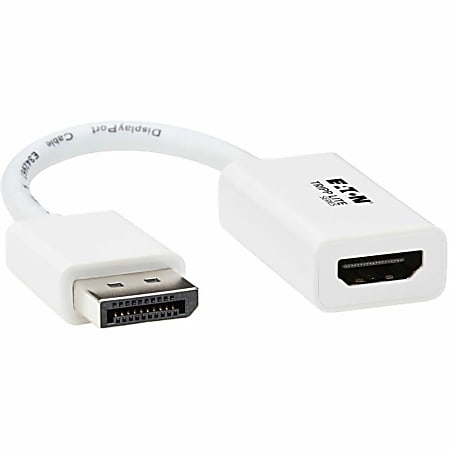 Tripp Lite by Eaton DisplayPort to HDMI Active Adapter (M/F) - 4K 60Hz, HDR, DP 1.2, HDCP 2.2, White, 6 in.