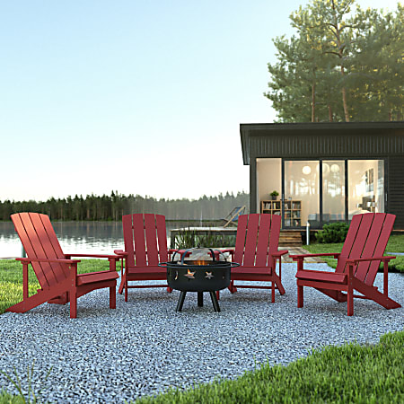 Flash Furniture 5-Piece Charlestown Adirondack Chair Set, Red