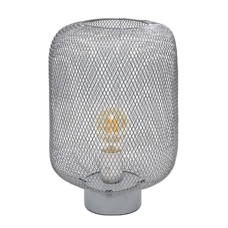 Simple Designs Metal Mesh Industrial Table Lamp, 12-3/16"H, Gray