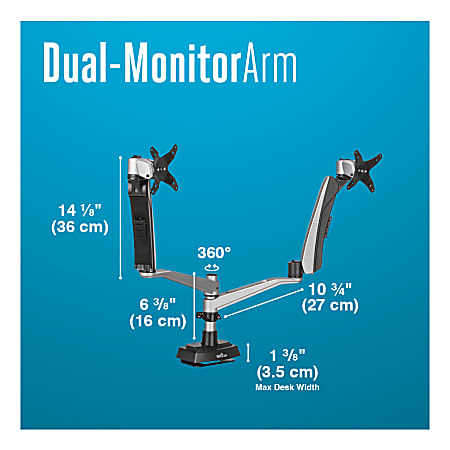 Vari Dual Monitor Arm 360 Gray - Office Depot