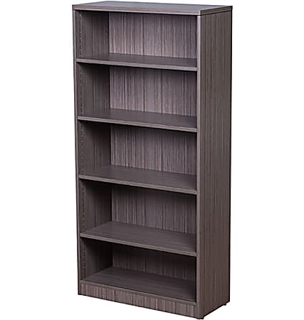 Boss Office Products 66”H 5-Shelf Bookcase, Driftwood