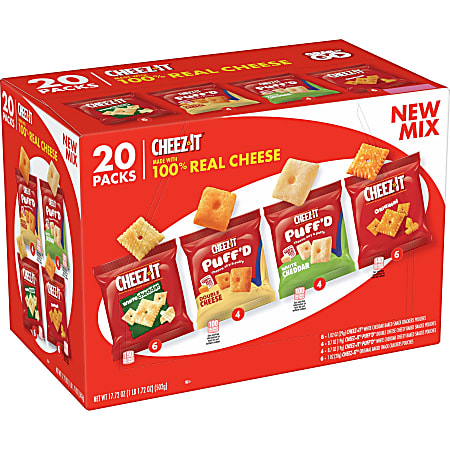 Cheez-It Cheese Crackers Baked Snack Crackers Variety Pack, 17.72 Oz, Box Of 20 Packs