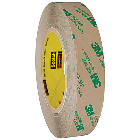 3M™ 468MP Adhesive Transfer Tape, 3" Core, 1" x 60 Yd., Clear, Case Of 36