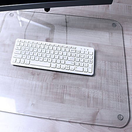 Floortex® Desktex® Glaciermat Glass Desk Pad, 20" x 36", Crystal Clear