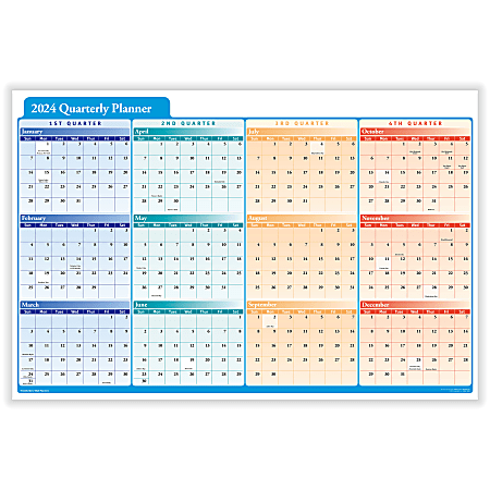 ComplyRight 2024 Calendar Planner, 36" x 24", Quarterly, Multi-Color