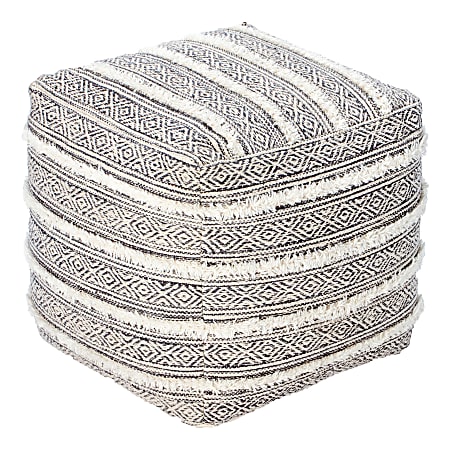 Anji Mountain Taos Pouf Ottoman, Gray/Ivory
