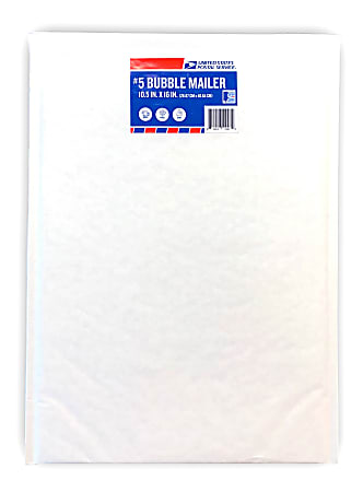 United States Postal Service #5 Bubble Mailers, 16" x 10-1/2", White/Red/Blue, Pack Of 60 Mailers