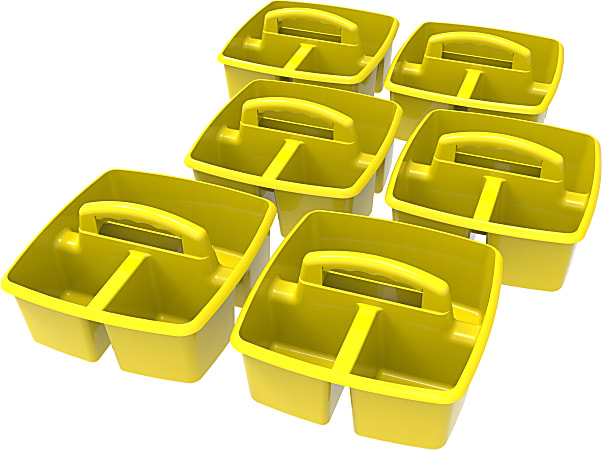 Storex Small Plastic Caddies, 5-1/4" x 9-1/4", Yellow, Pack Of 6 Caddies