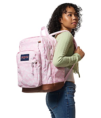jansport backpack blush pink Superbreak Plus web haul handle Jansport Right Pack Misty Rose