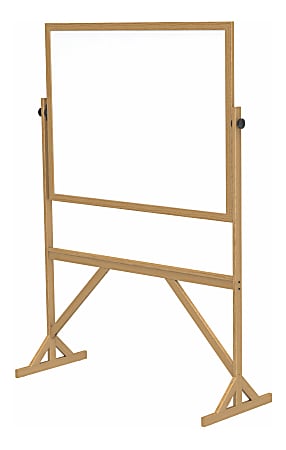 Ghent 2-Sided Dry-Erase Whiteboard, 72 1/8" x 53 1/4", Wood Frame With Brown Finish