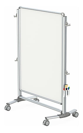 Ghent Nexus Jr. Partition Mobile Porcelain Magnetic Double-Sided Dry-Erase Whiteboard, 57 3/8" x 40 3/8", Aluminum Frame With Silver Finish
