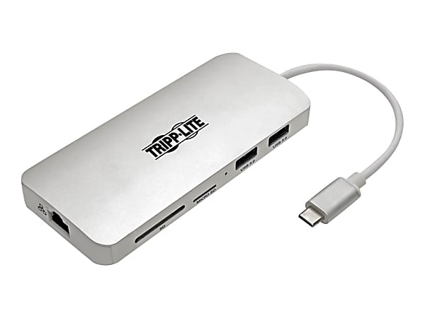 Tripp Lite USB C Docking Station, 4K @ 30 Hz, HDMI, Thunderbolt 3, USB-A Hub, PD Charging, SD/Micro SD, GbE, USB Type C, USB-C - Docking station - USB-C 3.1 / Thunderbolt 3 - HDMI - 1GbE