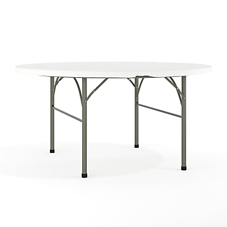 Flash Furniture Round Bi-Fold Plastic Banquet And Event Folding Table, 29-1/2"H x 60-1/2"W x 60-1/2"D, Granite White