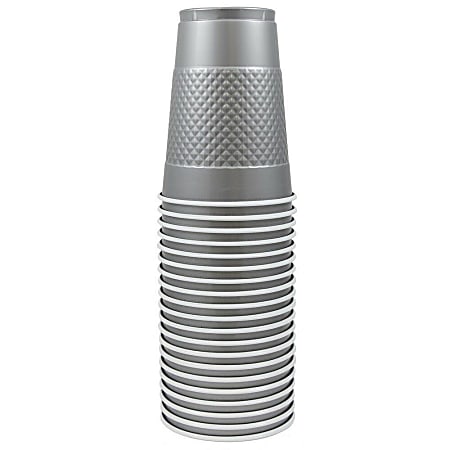 JAM PAPER Plastic Party Cups, 16 oz, Silver, 20 Glasses/Pack