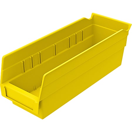 Akro-Mils Grease/Oil Resistant Shelf Bin, Small Size, 4" x 4 1/8" x 11 5/8", Yellow